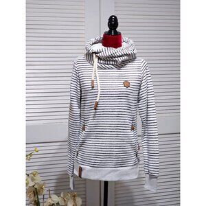 NAKETANO Darth X Striped Funnel Neck Pullover Hoodie Sweatshirt Size Medium 2210